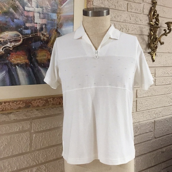 Blast Tops - 🌹Blast Rhinestone Embellished Polo Shirt Top